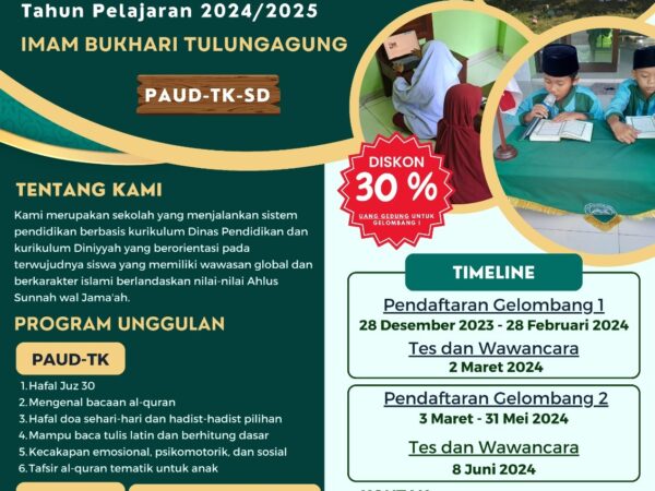 Masih nyari sekolah TK atau SD untuk shalihin/shalihat tercinta?